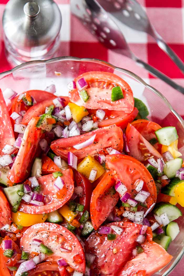 80+ Best Summer Recipes - Tomato Cucumber Salad Recipe by April Golightly