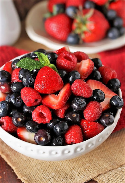 80+ Best Summer Recipes - Triple Berry Fruit Salad with Vanilla by The Kitchen is My Playground