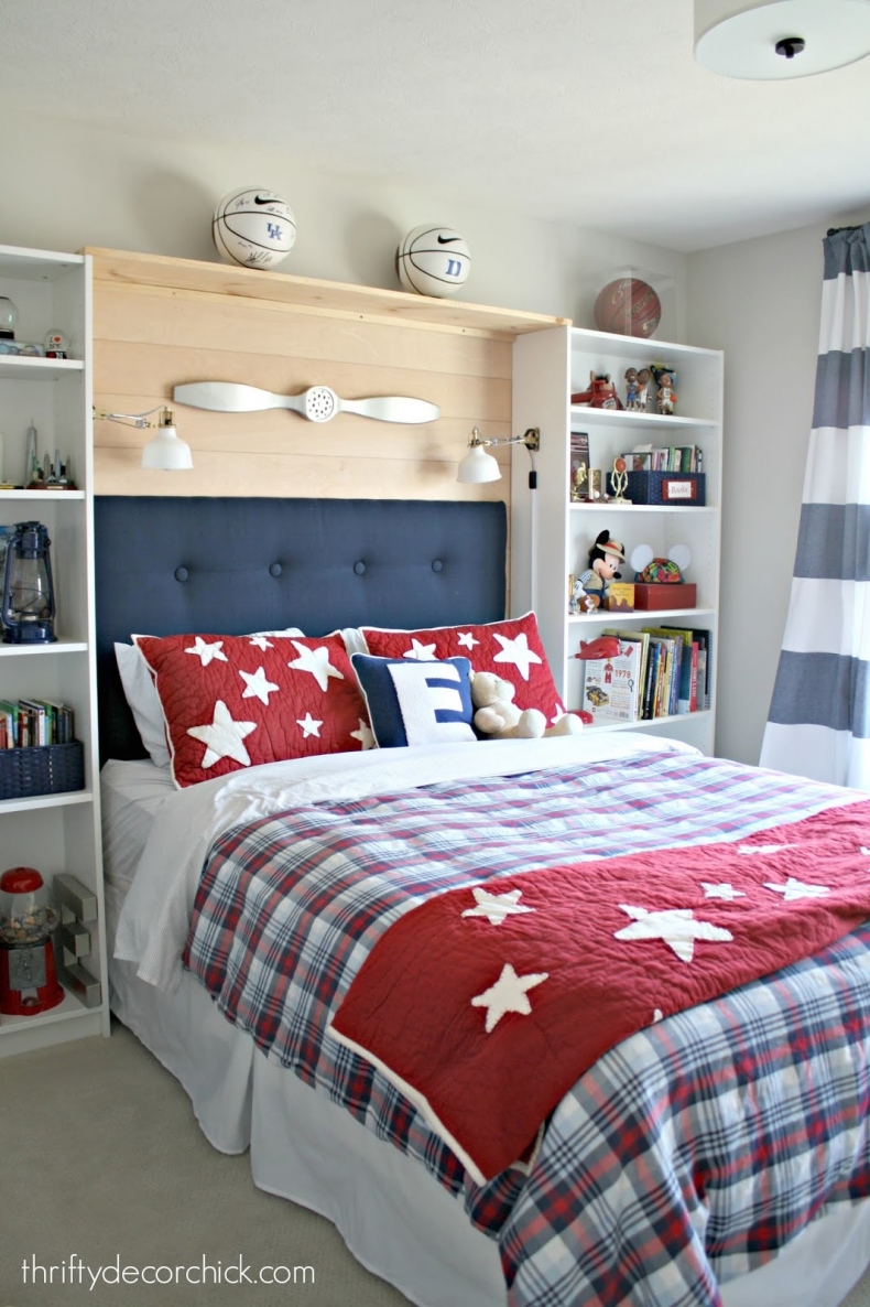Gorgeous Blue Bedroom Decor Ideas - Boys' Room Makeover by Thrifty Decor Chick