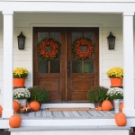 20 DIY Fall Wreath Ideas - Fall Farmhouse Porch by Beneath My Heart
