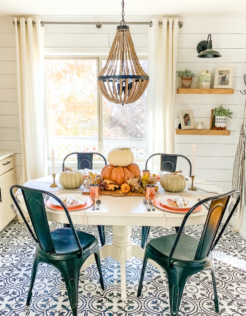 Fall Dining Room Ideas - Colorful Farmhouse Fall Dining Room by Sarah Joy Blog