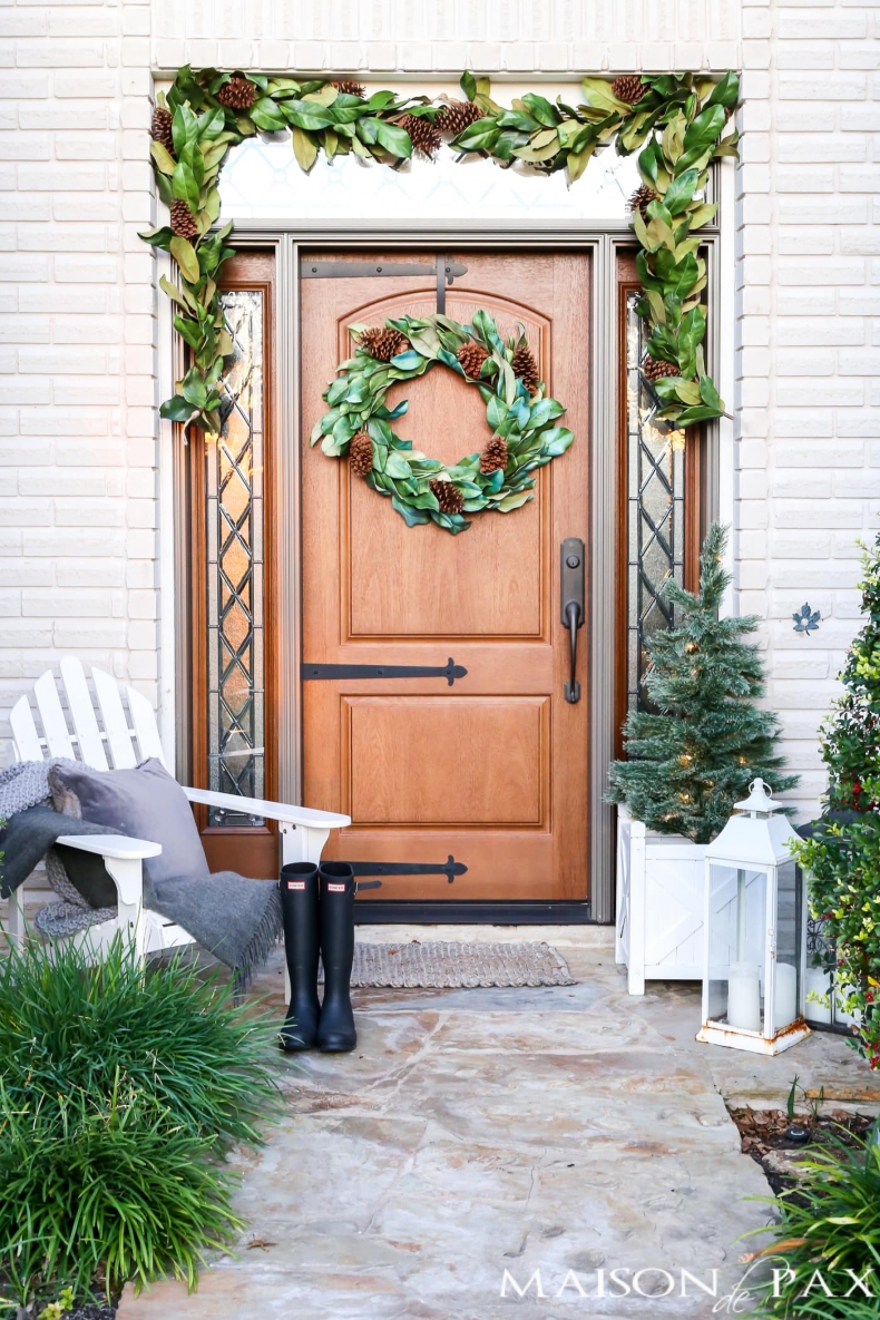 Beautiful Christmas Porch Ideas - Classic Southern Magnolia Porch by Maison de Pax