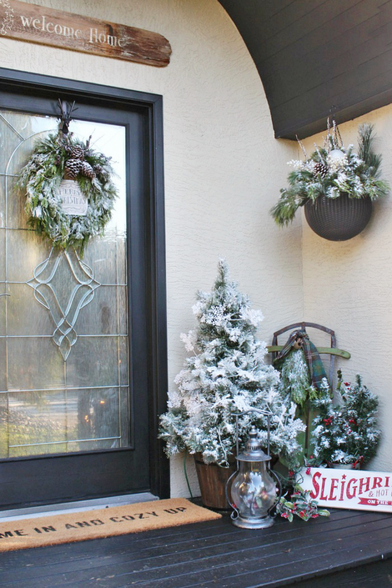 Beautiful Christmas Porch Ideas - DIY Christmas Planters by Clean & Scentsible