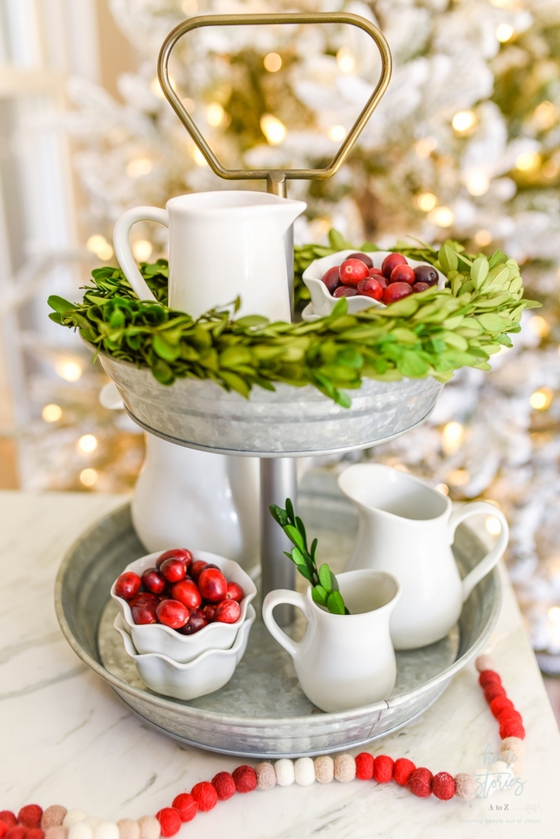 Christmas Tiered Tray Ideas - Dining Room Tiered Tray Ideas