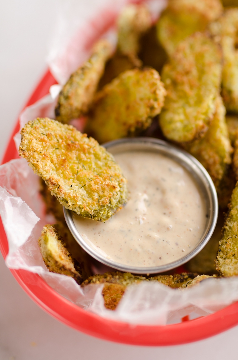 100+ Appetizer Ideas - Air Fryer Recipes - Air Fryer Parmesan Dill Fried Pickle Chips by The Creative Bite