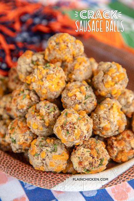 100+ Appetizer Ideas - Bacon Ranch Sausage Balls by Plain Chicken
