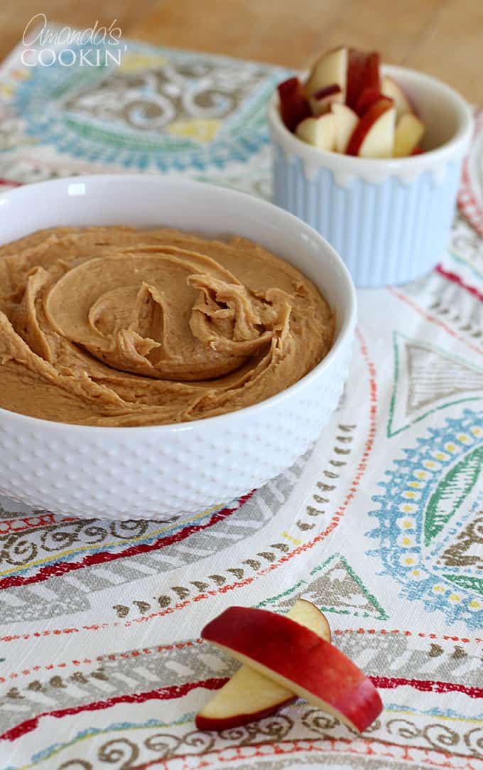 100+ Appetizer Ideas - Peanut Butter Apple Dip by Amanda's Cookin'