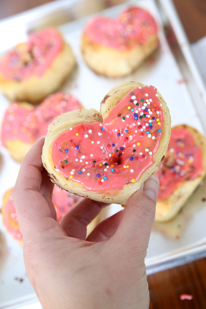 Valentine Treat Ideas - Easy Heart Shaped Cinnamon Rolls for Valentine's Day by It's Always Autumn