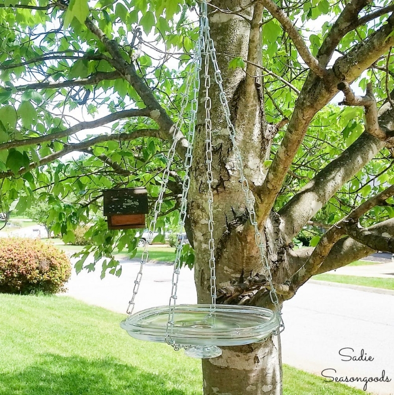 Bird Baths, Bird Feeders, and Bird Houses - DIY Hanging Bird Bath by Sadie Seasongoods