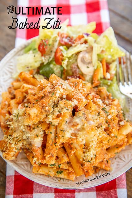 Comfort Food Recipes - Ultimate Baked Ziti by Plain Chicken