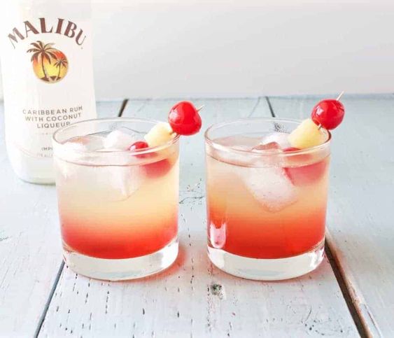 Refreshing Summer Drink Recipe - Malibu Sunset Cocktail by Homemade Food Junkie