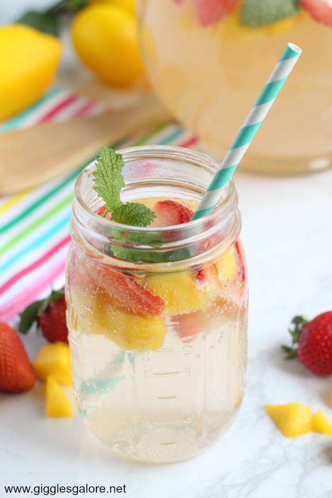 Refreshing Summer Drink Recipe - Mango Strawberry Sparkling Lemonade by Giggles Galore
