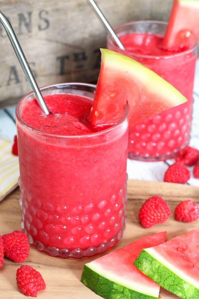 Refreshing Summer Drink Recipe - Raspberry Watermelon Slush by Clean & Scentsible
