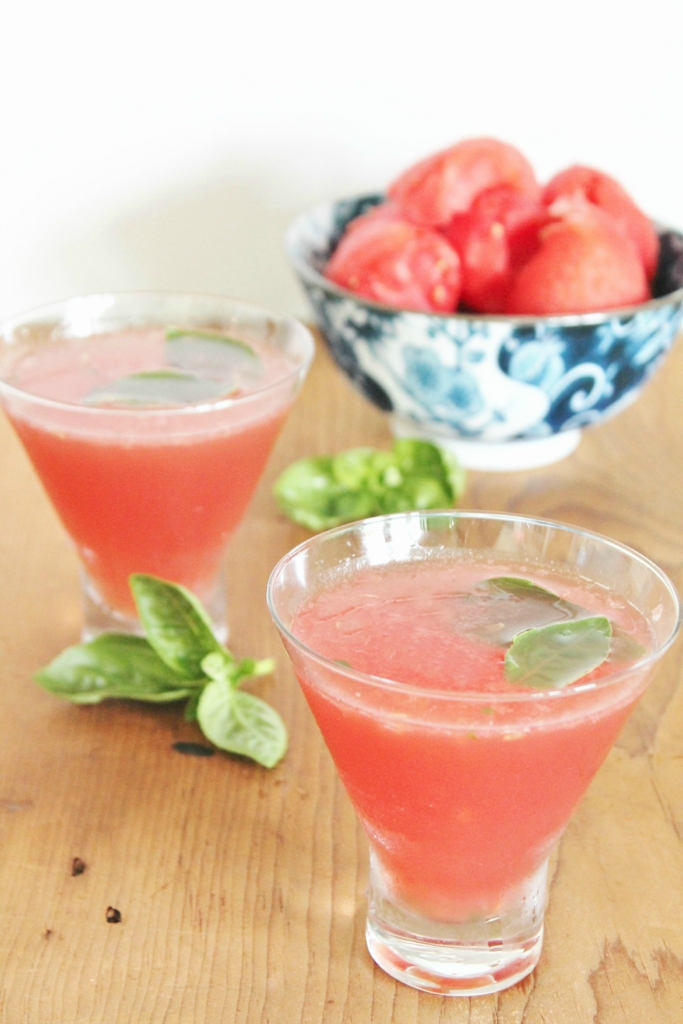 Refreshing Summer Drink Recipe - Skinny Watermelon Basil Martini by City Farmhouse
