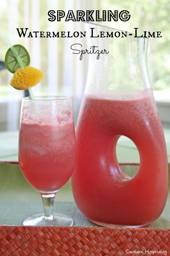 Refreshing Summer Drink Recipe - Sprarkling Watermelon Lemon Lime Spritzer by Southern Hospitality Blog