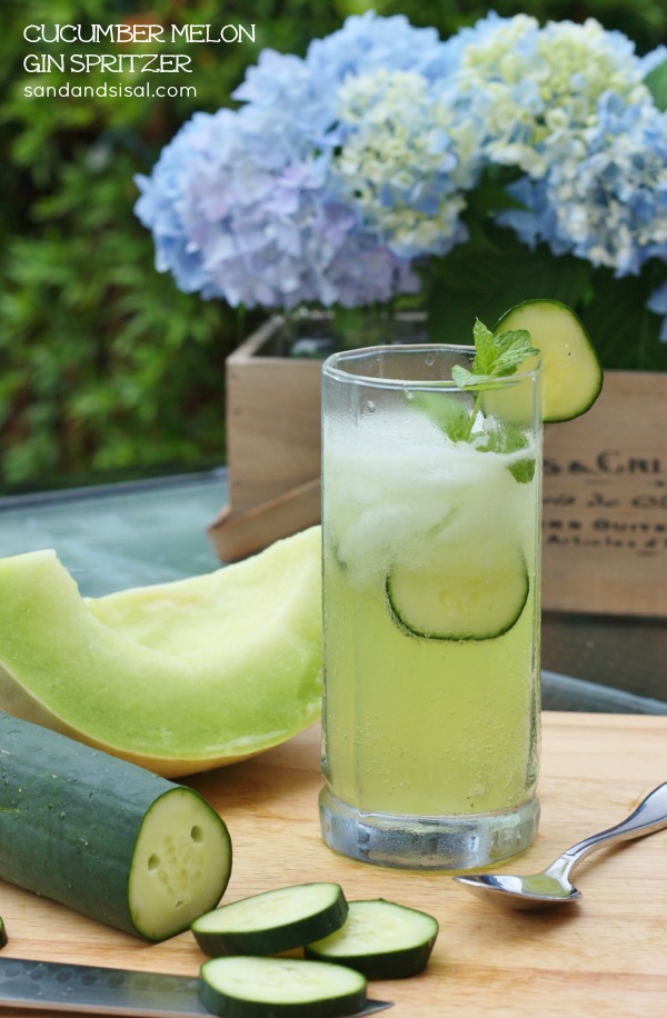 Refreshing Summer Drink Recipes - Cucumber Melon Gin Spritzer by Sand & Sisal