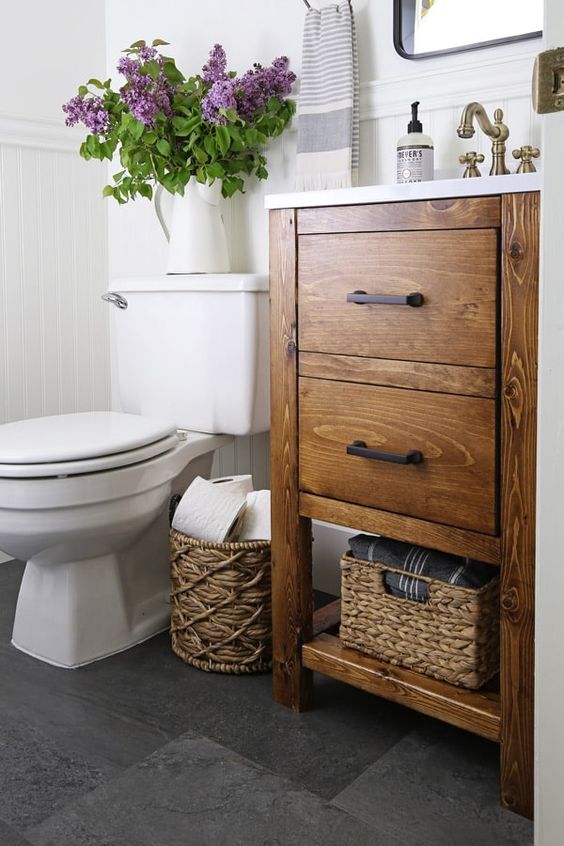 Budget Friendly Bathroom Renovations and Decor Tips - DIY Bathroom Vanity by Angela Marie Made