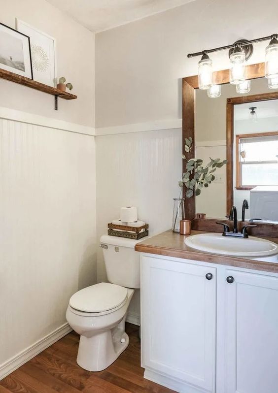 Budget Friendly Bathroom Renovations and Decor Tips - Farmhouse Bathroom Tips by Joyfully Growing