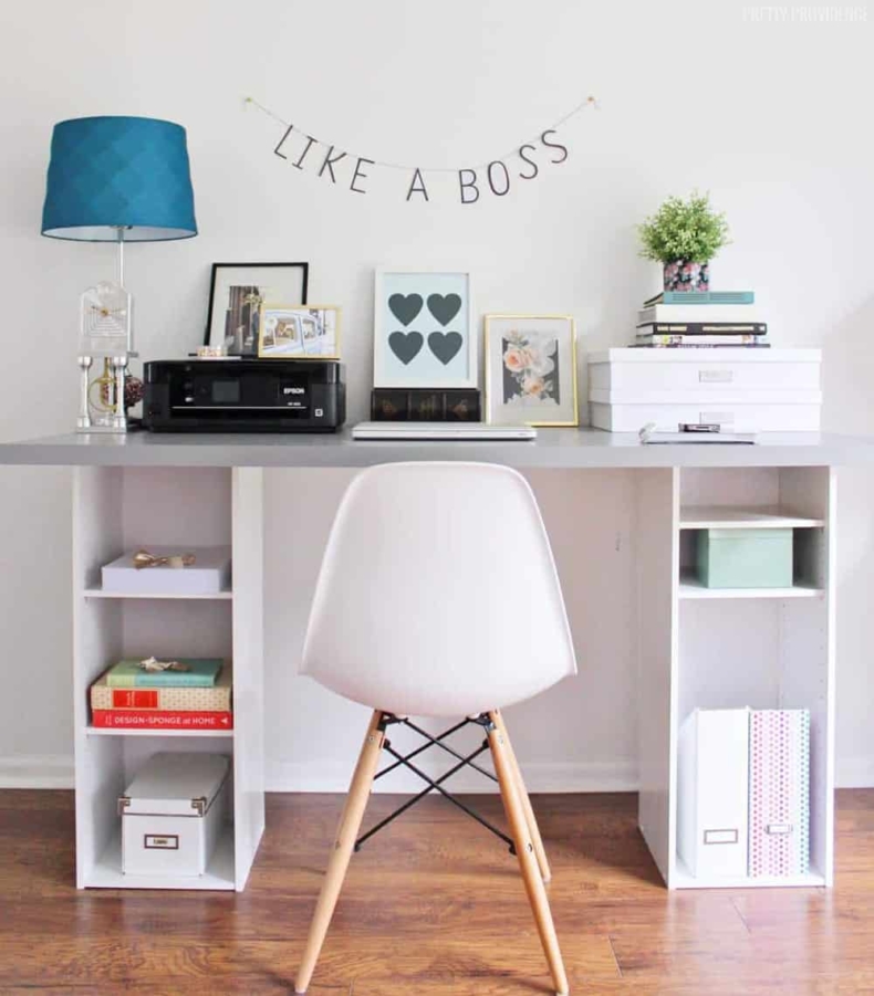 DIY Office Ideas - IKEA Hack Desk Under $60 by Pretty Providence