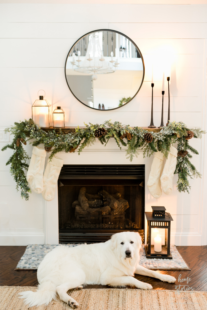 Christmas Mantel Decor Ideas - Black and White Living Room by Home Stories A to Z