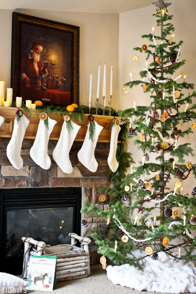 Christmas Mantel Decor Ideas - Natural Christmas Decorations by Tidbits