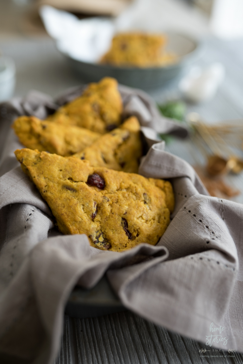 Cranberry Recipes - Pumpkin Cranberry Scones by Home Stories A to Z