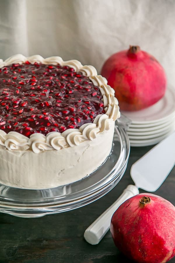 Elegant Christmas Desserts - Pomegranate Christmas Cake by Natasha's Kitchen