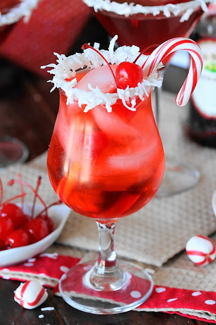 Holiday Drink Recipes - Santa's Hat Shirley Temple by The Kitchen is My Playground