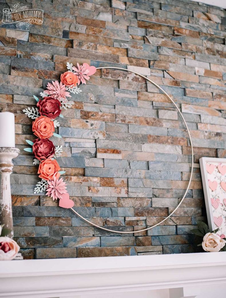 Spring Wreath Ideas - DIY Paper Flower Wreath by The DIY Mommy