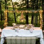 green white outdoor table setting