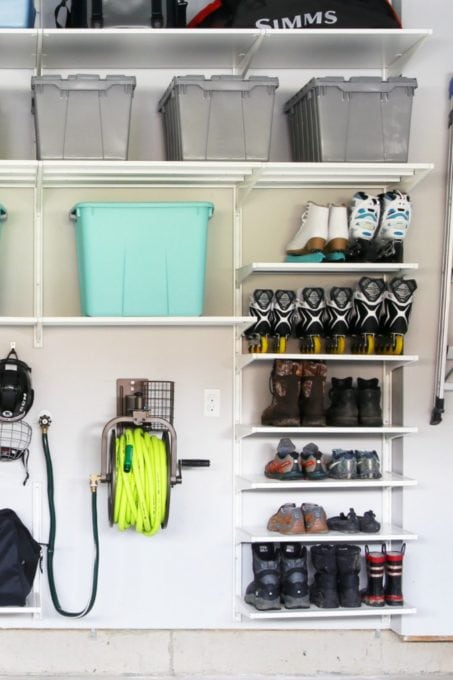 Outdoor Shoe Storage - Garage Organizing Hacks - Just a Girl by Abby Lawson