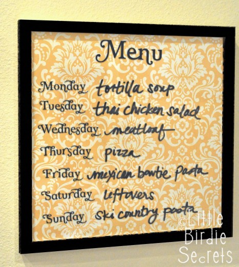 Back to School Organization Ideas - Dry Erase Weekly Menu by Make and Takes