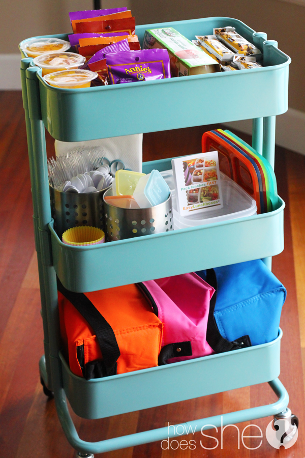 Back to School Organization Ideas - Lunch Cart Station by How Does She