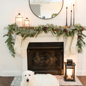 Christmas Mantel Decorating Ideas - Black and White Christmas Mantel by Home Stories A to Z