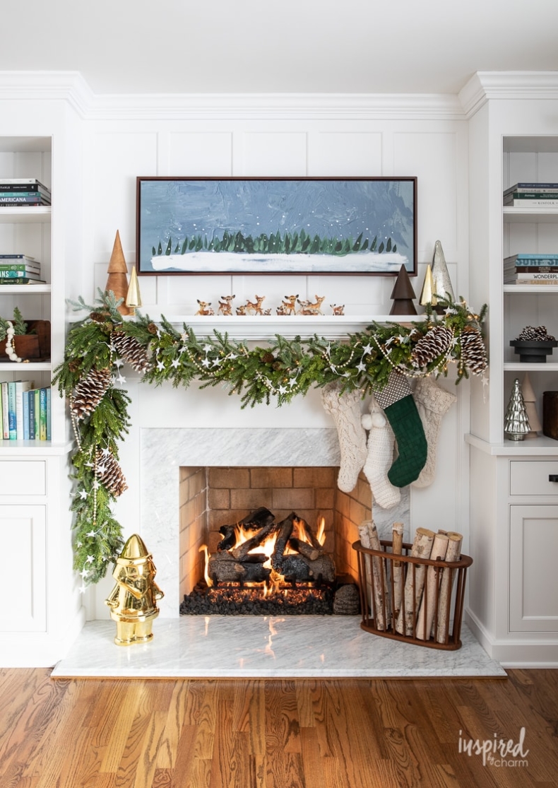 Christmas Mantel Decorating Ideas - Christmas Mantel by Inspired by Charm