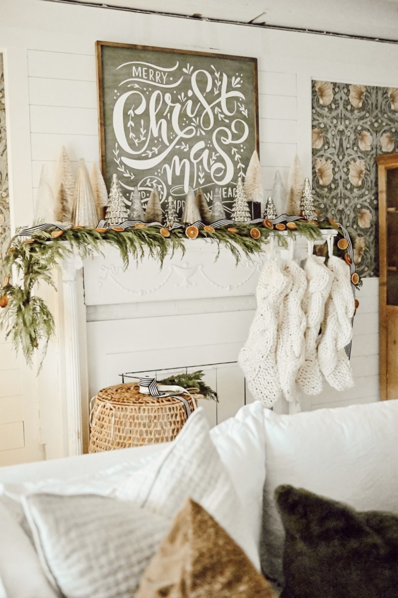 Christmas Mantel Decorating Ideas - DIY Orange Slice Garland by Liz Marie