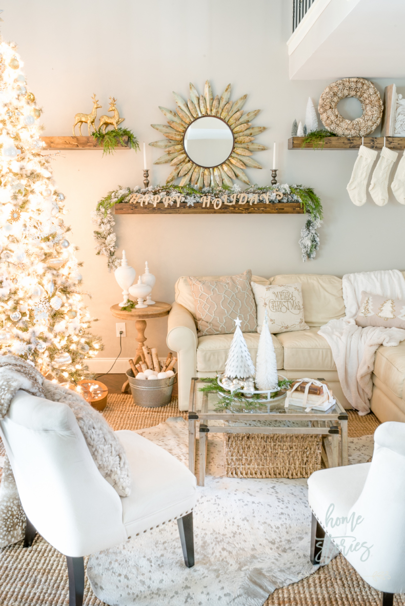 Christmas Mantel Decorating Ideas - Rustic Glam Christmas Family Room by Home Stories A to Z