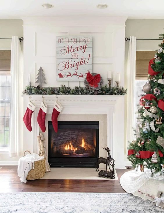 Christmas Mantel Decorating Ideas - Traditional Christmas Mantel by Craving Some Creativity