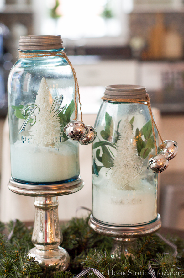 Christmas Decor Ideas - Bottle Brush Mason Jars by Home Stories A to Z