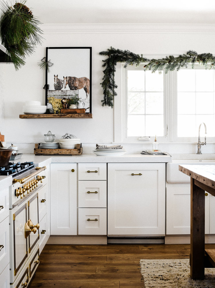 Christmas Decor Ideas - Minimalist Farmhouse Christmas Kitchen by Boxwood Avenue