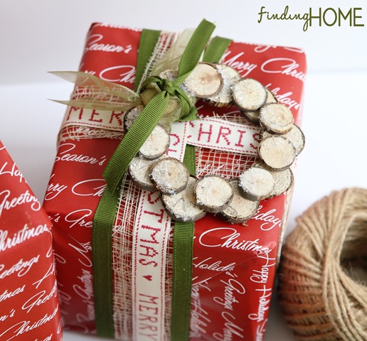 Christmas Gift Wrapping Ideas - Wood Slice Ornaments by Finding Home Farms