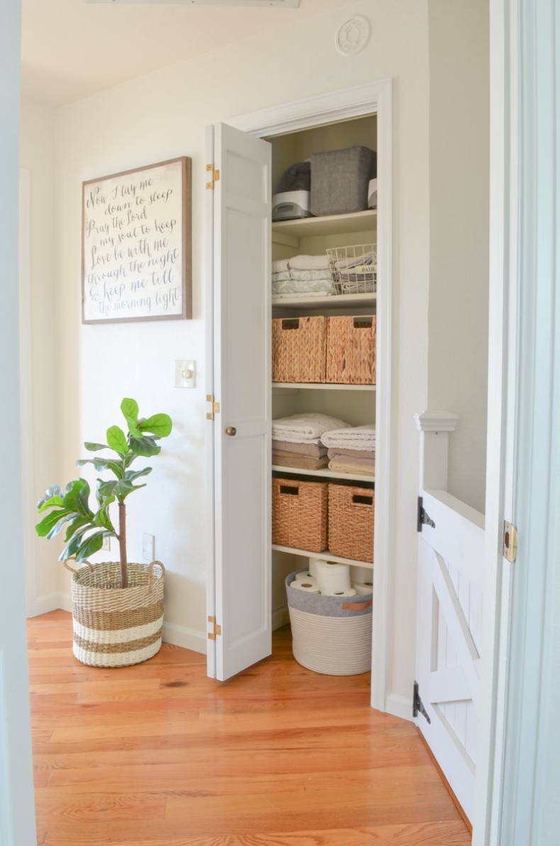 Closet Organizing Ideas - Linen Closet by Sarah Joy Blog