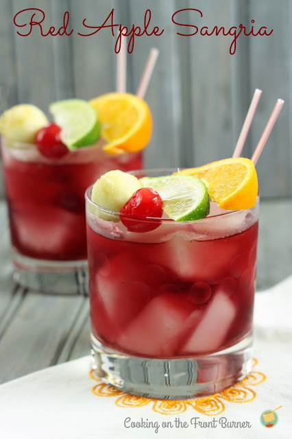 Valentine Drink Recipe - Red Apple Sangria by Cooking on the Front Burners