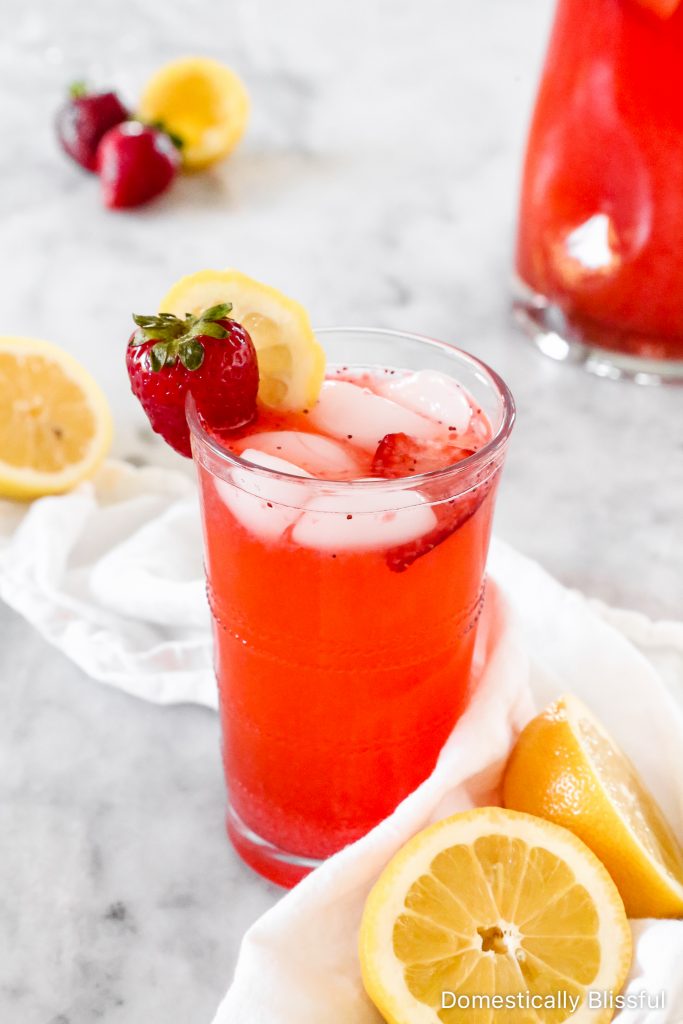 Valentine Drink Recipe - Sweet Strawberry Lemonade by Domestically Blissful