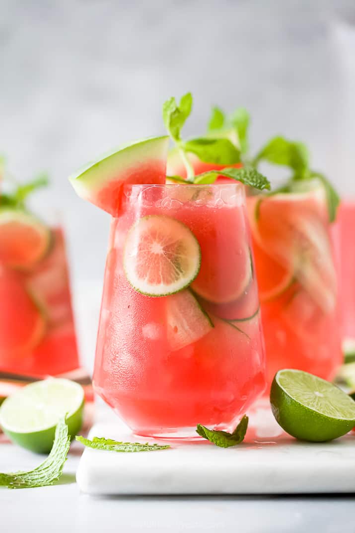 Valentine Drink Recipe - Watermelon Cucumber Gin and Tonic by Joyful Healthy Eats