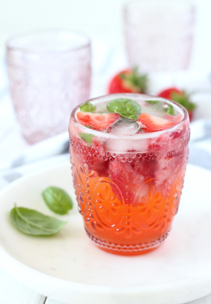 Valentine Drink Recipes - Honey Strawberry Basil Smash by Satori Design for Living