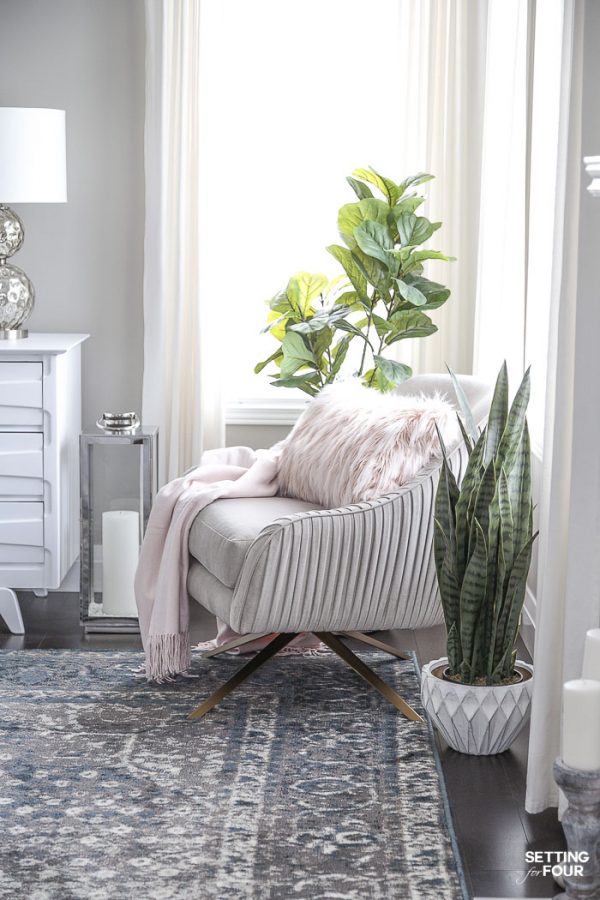 Winter Decor Ideas - Blush and Blue Decor by Setting for Four