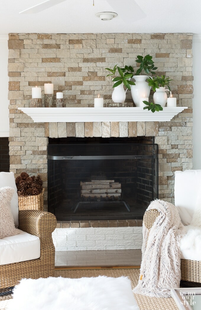 Winter Decor Ideas - Winter Fireplace Decor by In My Own Style