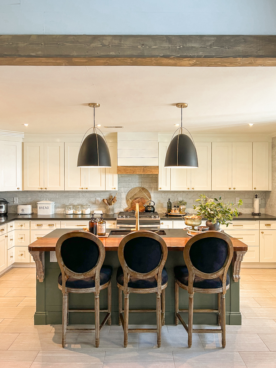 kitchen green island black granite