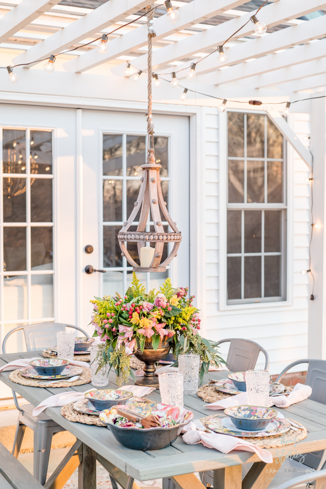 sping floral outdoor table setting